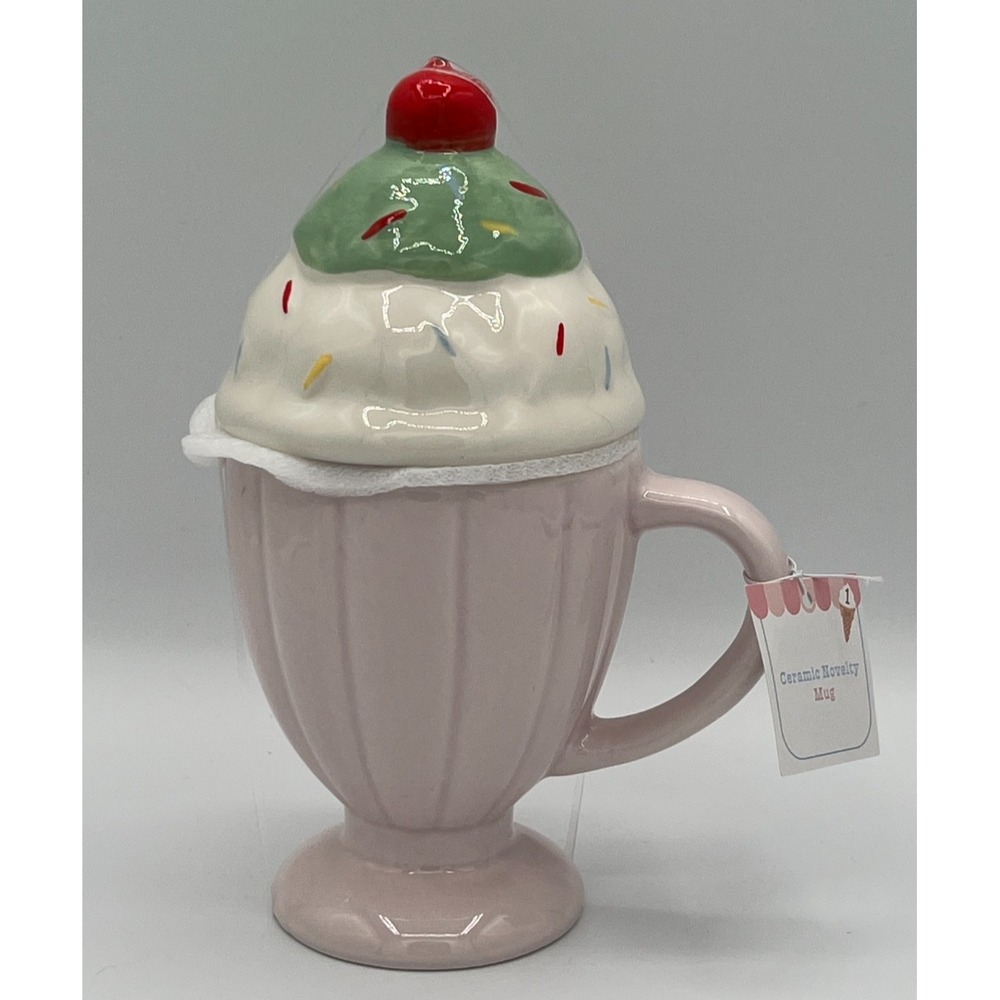 Target Bullseye ~ 7.5" Ice Cream Sundae Pink Mug w/Lid Sprinkles ~ Summer 2026
